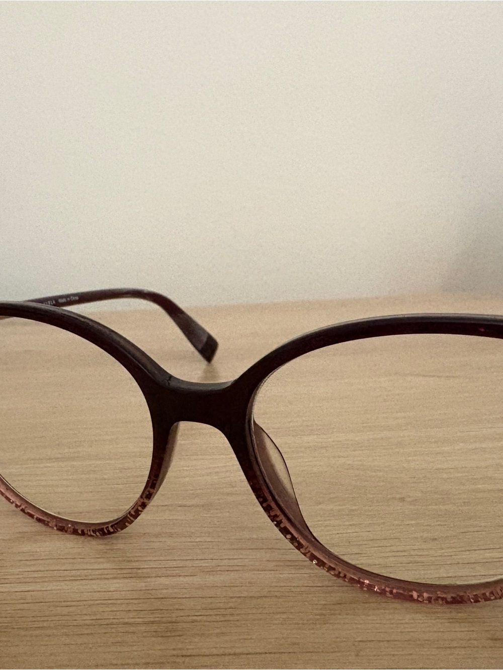Furla Women's Round Acetate Glasses in Dark Brown with Rose-Tinted Trim